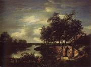 Jacob van Ruisdael River Landscape with the entrance of a Vault oil